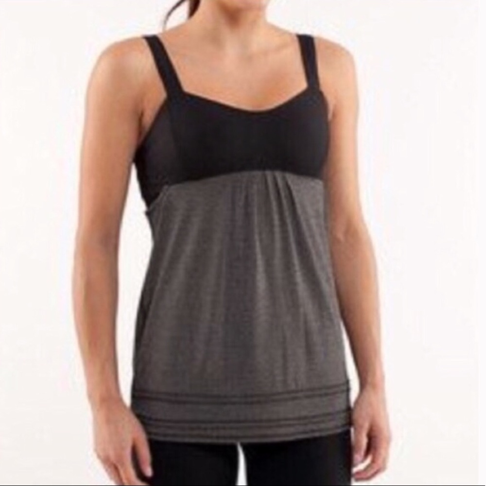 Lululemon Grey and Black Drawstring Hem Tank